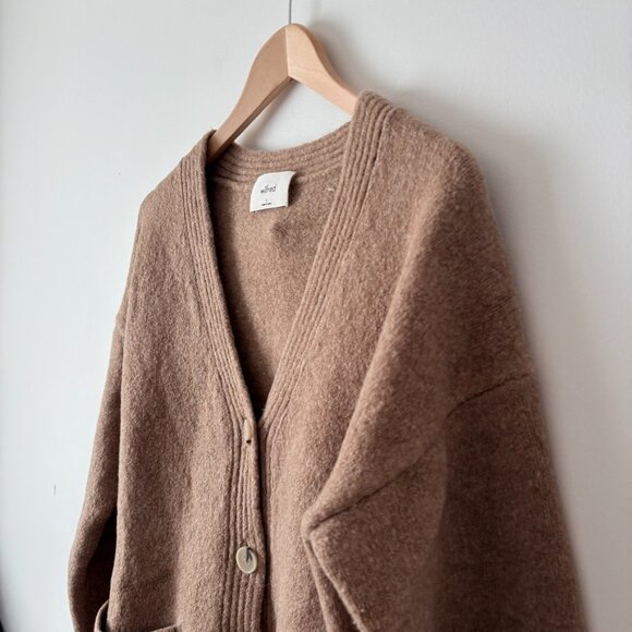 Aritzia Wilfred Wool Chunky V Neck Cardigan Brown Size Small - Picture 2 of 5